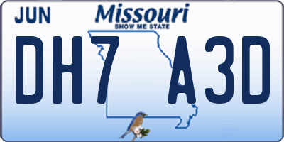 MO license plate DH7A3D