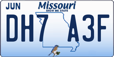 MO license plate DH7A3F