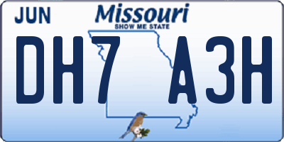 MO license plate DH7A3H