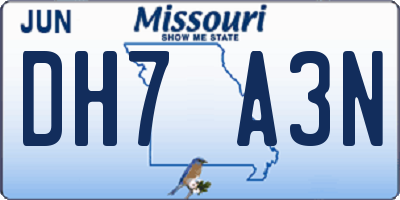 MO license plate DH7A3N