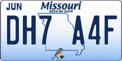 MO license plate DH7A4F