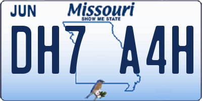 MO license plate DH7A4H