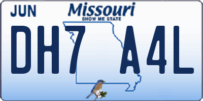 MO license plate DH7A4L