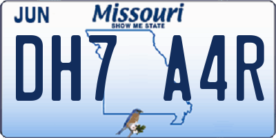 MO license plate DH7A4R