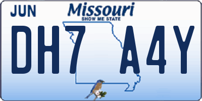 MO license plate DH7A4Y
