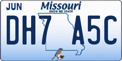 MO license plate DH7A5C