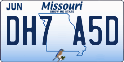 MO license plate DH7A5D