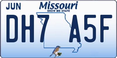 MO license plate DH7A5F