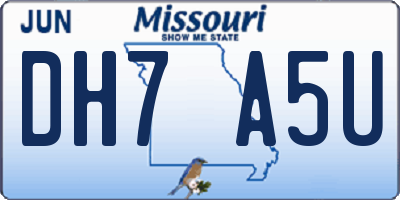 MO license plate DH7A5U