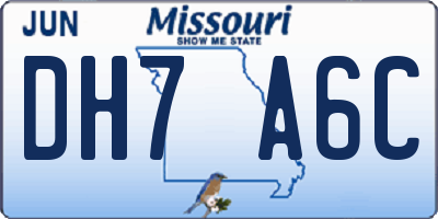 MO license plate DH7A6C