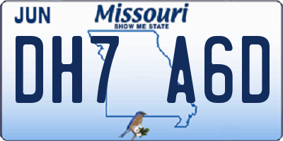 MO license plate DH7A6D