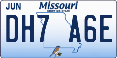 MO license plate DH7A6E