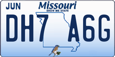 MO license plate DH7A6G