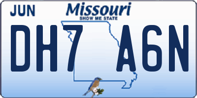 MO license plate DH7A6N