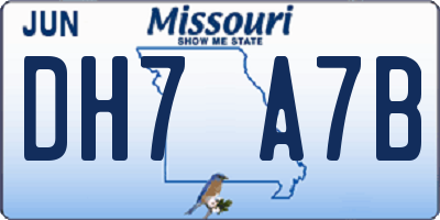 MO license plate DH7A7B