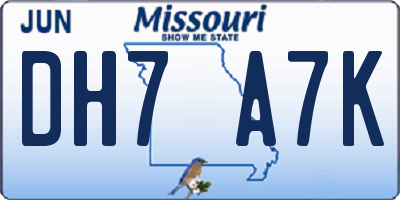 MO license plate DH7A7K
