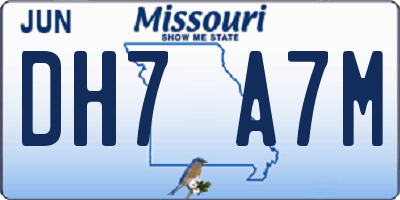 MO license plate DH7A7M