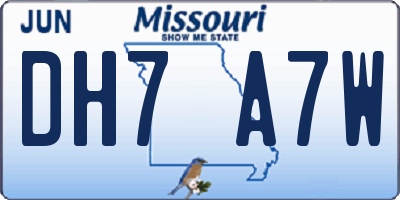 MO license plate DH7A7W
