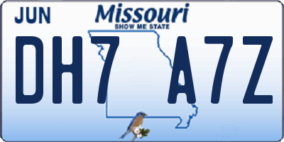 MO license plate DH7A7Z