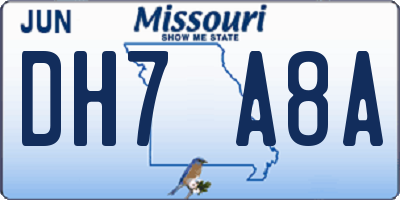 MO license plate DH7A8A