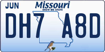 MO license plate DH7A8D