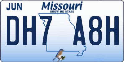 MO license plate DH7A8H