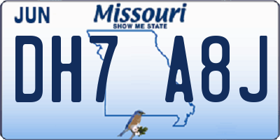 MO license plate DH7A8J