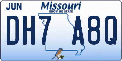 MO license plate DH7A8Q