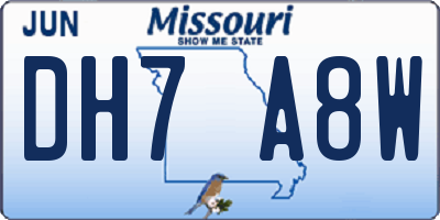 MO license plate DH7A8W