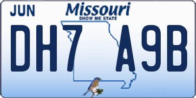 MO license plate DH7A9B