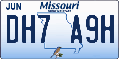 MO license plate DH7A9H