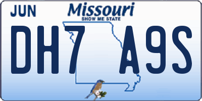 MO license plate DH7A9S
