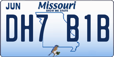 MO license plate DH7B1B