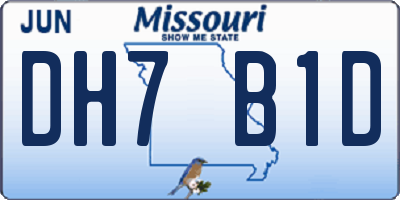 MO license plate DH7B1D