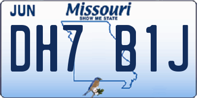 MO license plate DH7B1J
