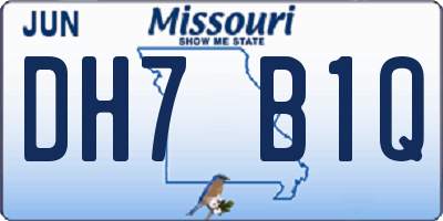 MO license plate DH7B1Q