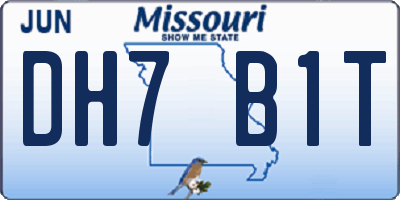 MO license plate DH7B1T
