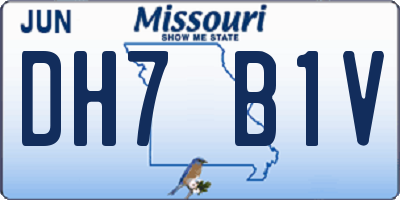 MO license plate DH7B1V