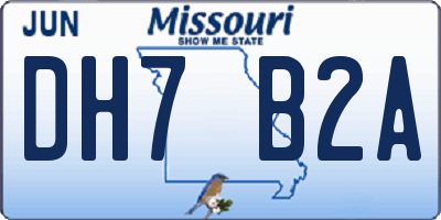 MO license plate DH7B2A