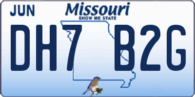 MO license plate DH7B2G