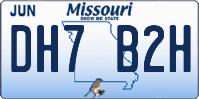 MO license plate DH7B2H