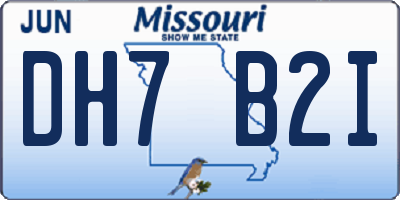 MO license plate DH7B2I