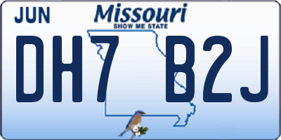 MO license plate DH7B2J