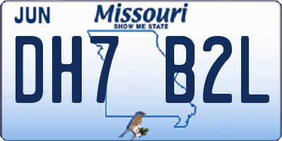MO license plate DH7B2L