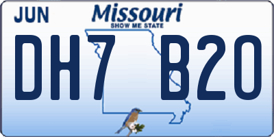 MO license plate DH7B2O