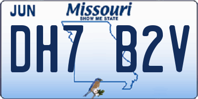 MO license plate DH7B2V