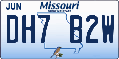 MO license plate DH7B2W