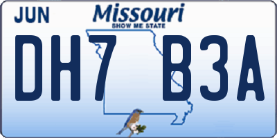 MO license plate DH7B3A