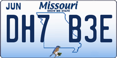 MO license plate DH7B3E