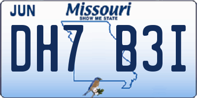 MO license plate DH7B3I
